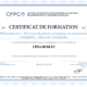Certificat de formation sur le parcours du patient vertigineux en rééducation vestibulaire suivi par Léna Burlet